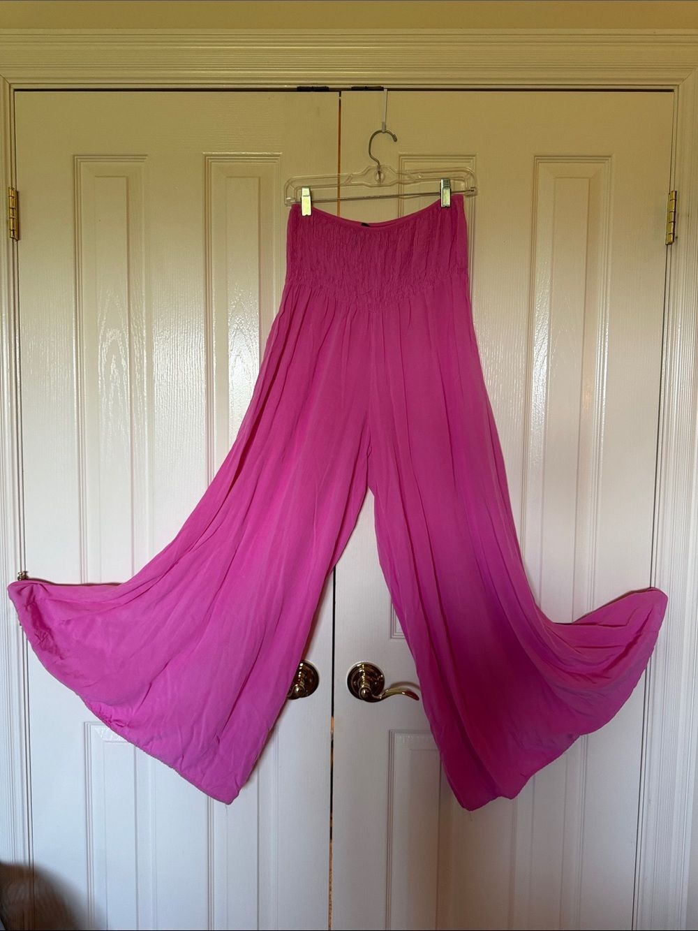 High-Rise Wide-Leg Palazzo Pants in Hot Pink